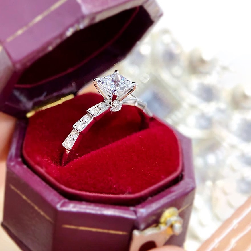 Gia Certified 14k Gold 0.5 Ct Natural J Vs2 Princess Diamond Ring - 3