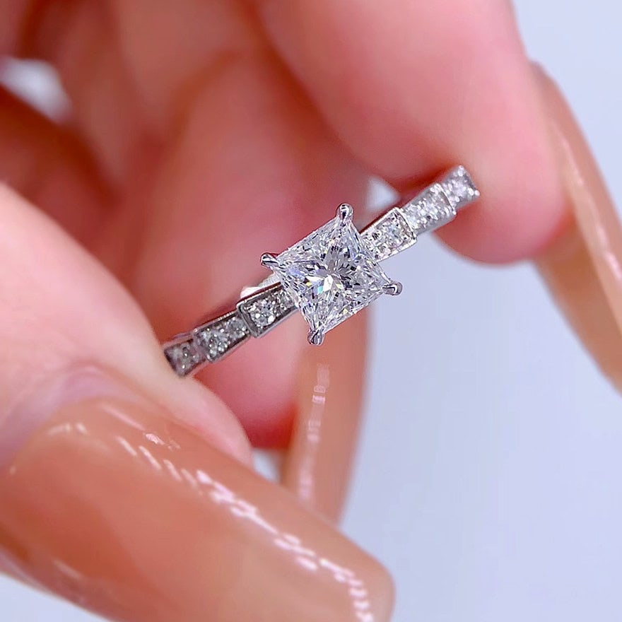 Gia Certified 14k Gold 0.5 Ct Natural J Vs2 Princess Diamond Ring - 4
