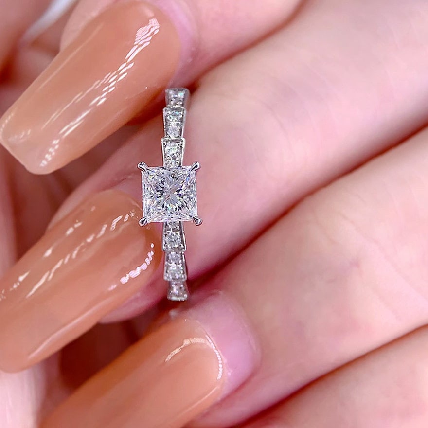 Gia Certified 14k Gold 0.5 Ct Natural J Vs2 Princess Diamond Ring - 5