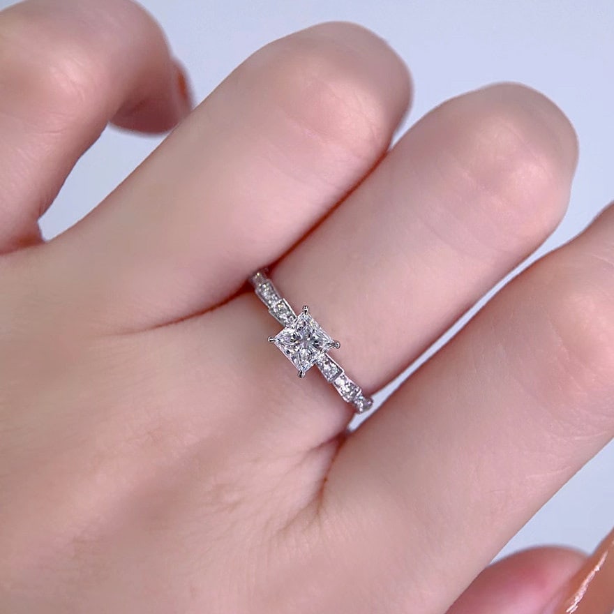 Gia Certified 14k Gold 0.5 Ct Natural J Vs2 Princess Diamond Ring - 6