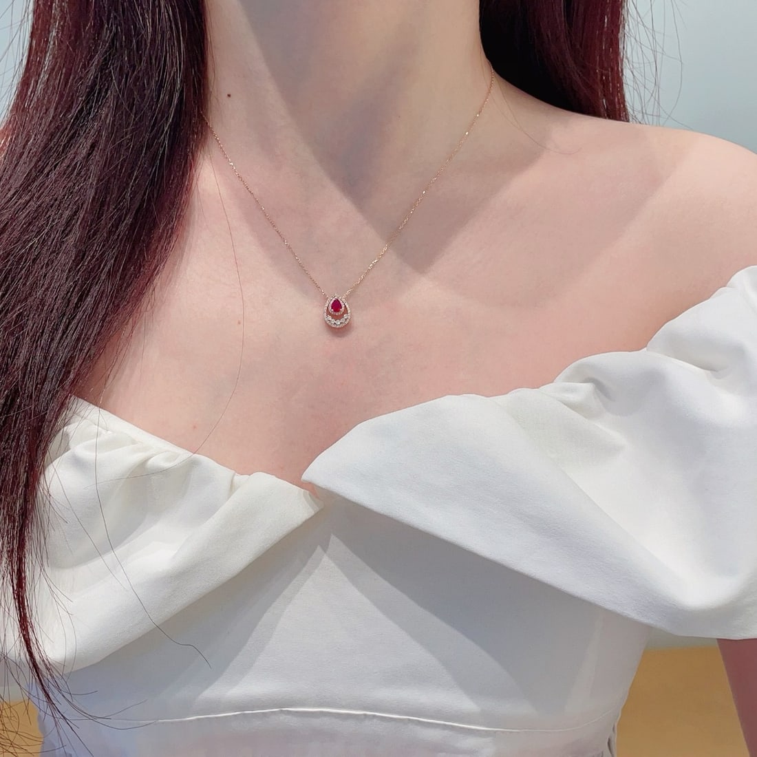 14k Gold 0.48 Ctw Natural Ruby & Diamond Necklace - 2