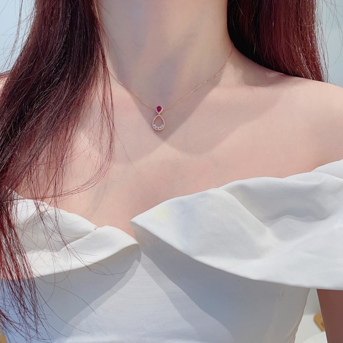 14k Gold 0.48 Ctw Natural Ruby & Diamond Necklace - 3