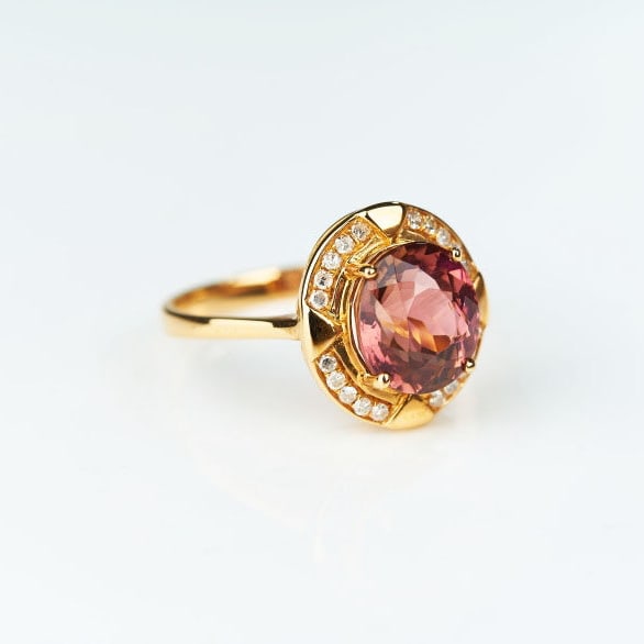 14k Gold 2.52 Ct Natural Tourmaline & Diamond Ring - 7