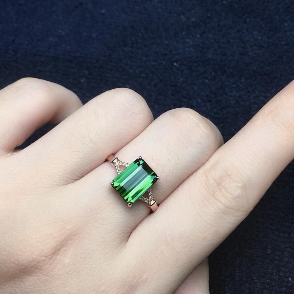 14k Gold 2.88 Ct Natural Tourmaline & Diamond Ring - 2