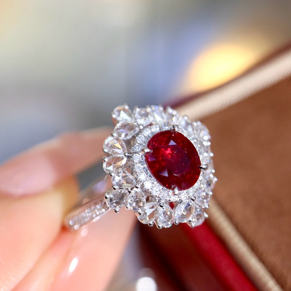 14k Gold 1.74 Ctw Vivid Red Natural Ruby & Diamond Ring - 2