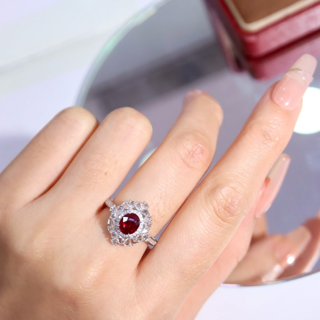 14k Gold 1.74 Ctw Vivid Red Natural Ruby & Diamond Ring - 7