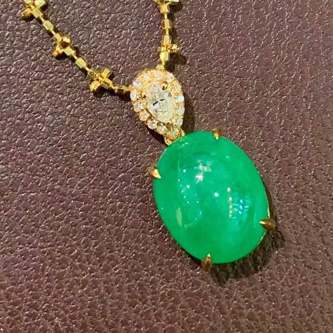 14k Gold 3.02 Ct Natural Emerald & Diamond Pendant( Without Chain ) - 4