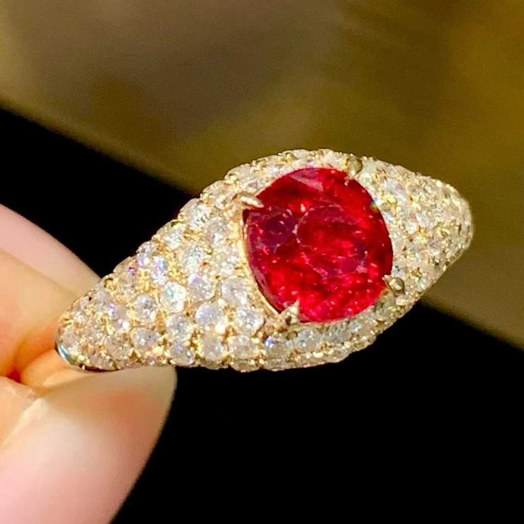 14k Gold 1.1 Ct Natural Ruby & Diamond Ring - 5