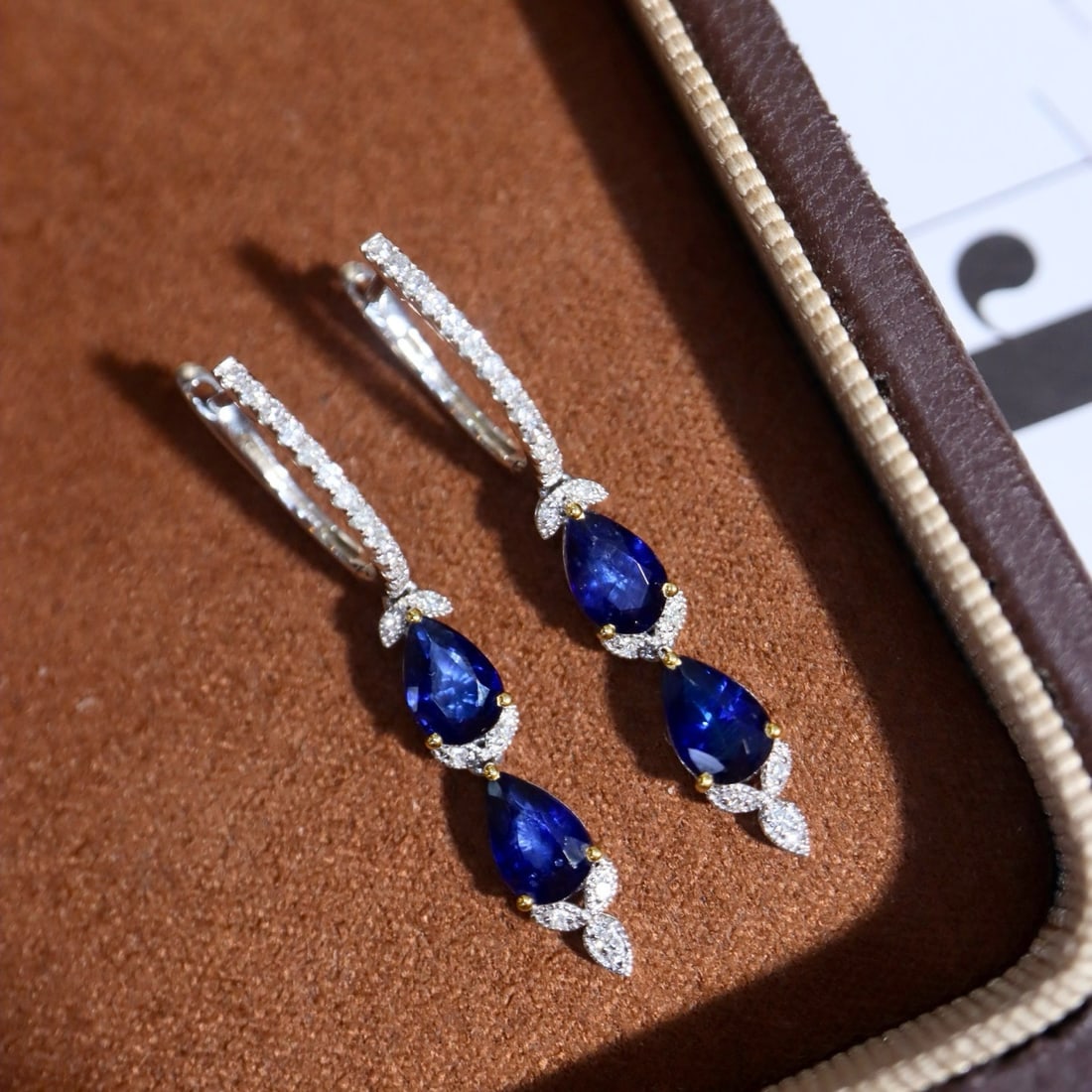 14k Gold 2.27 Ctw Natural Sapphire & Diamond Earrings - 8