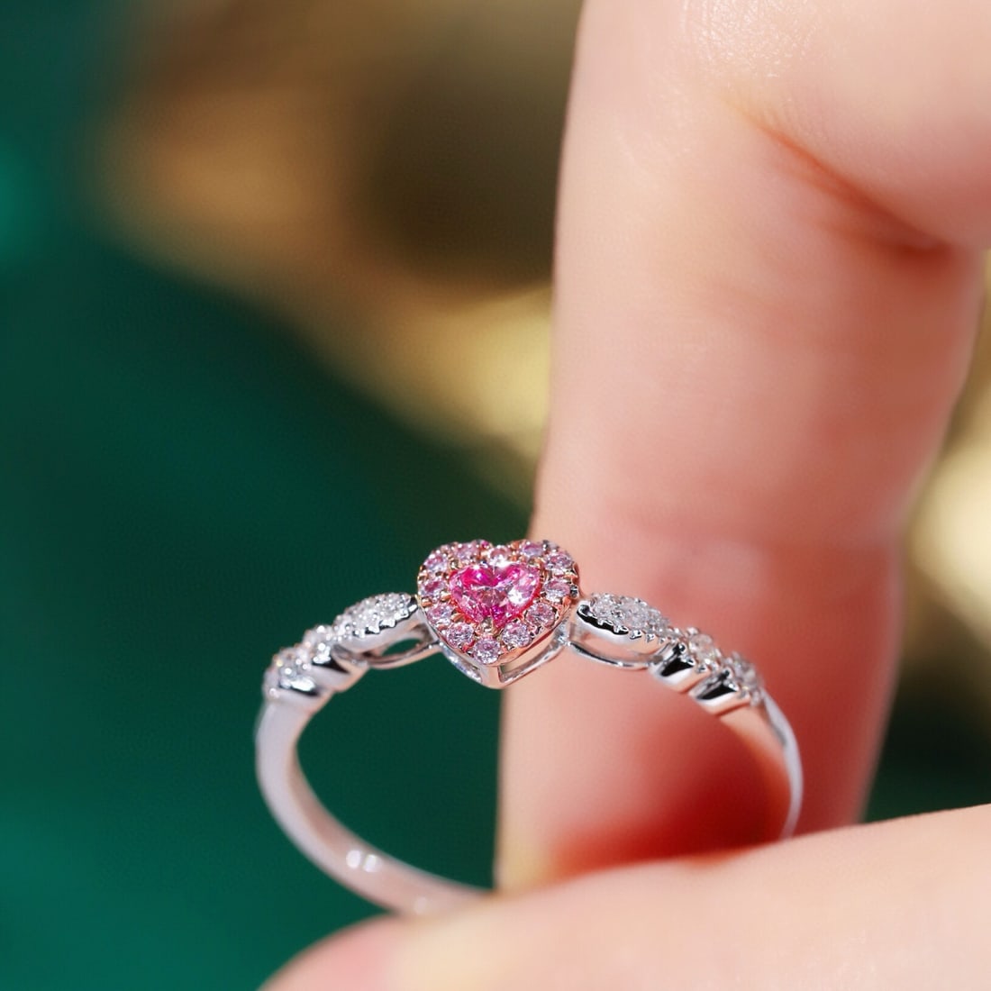 14k Gold 0.30 Ctw Natural Pink Diamond & Diamond Ring - 5