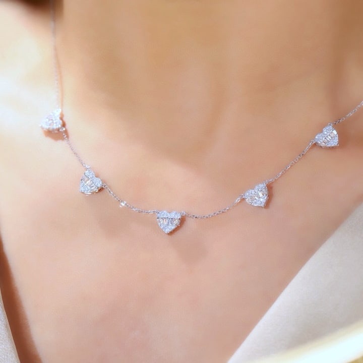 14k Gold 0.76 Ct Natural H Diamond Necklace - 5
