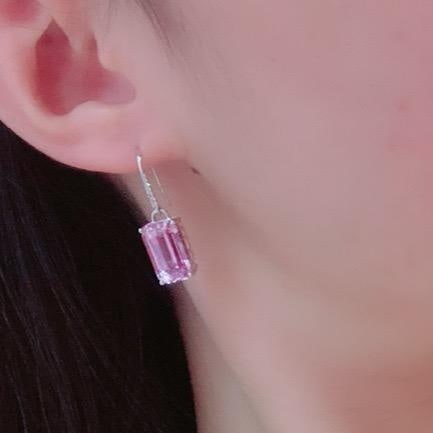 14k Gold 16.23 Ctw Natural Kunzite & Diamond Earrings - 5