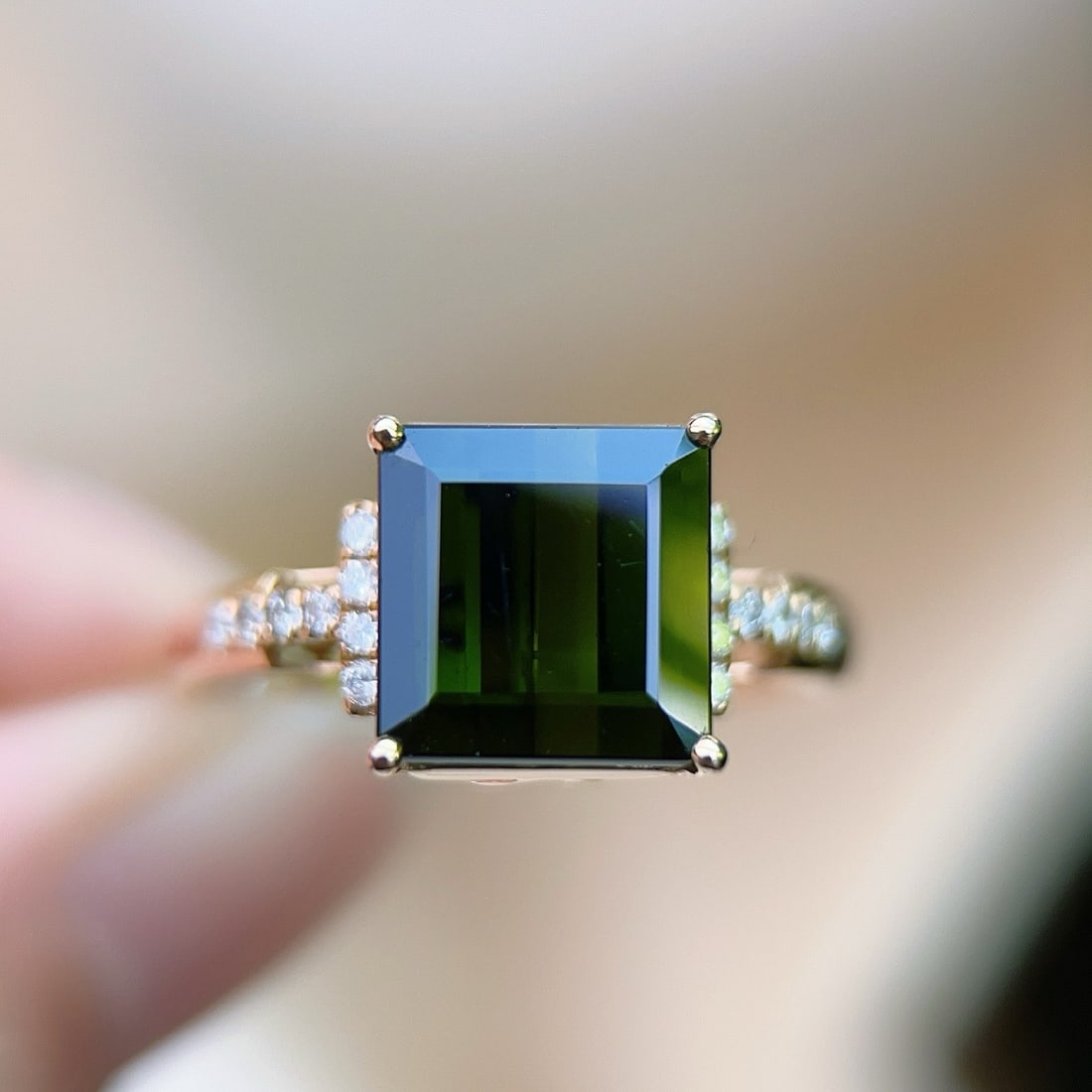14k Gold 4.41 Ctw Natural Tourmaline & Diamond Ring - 2