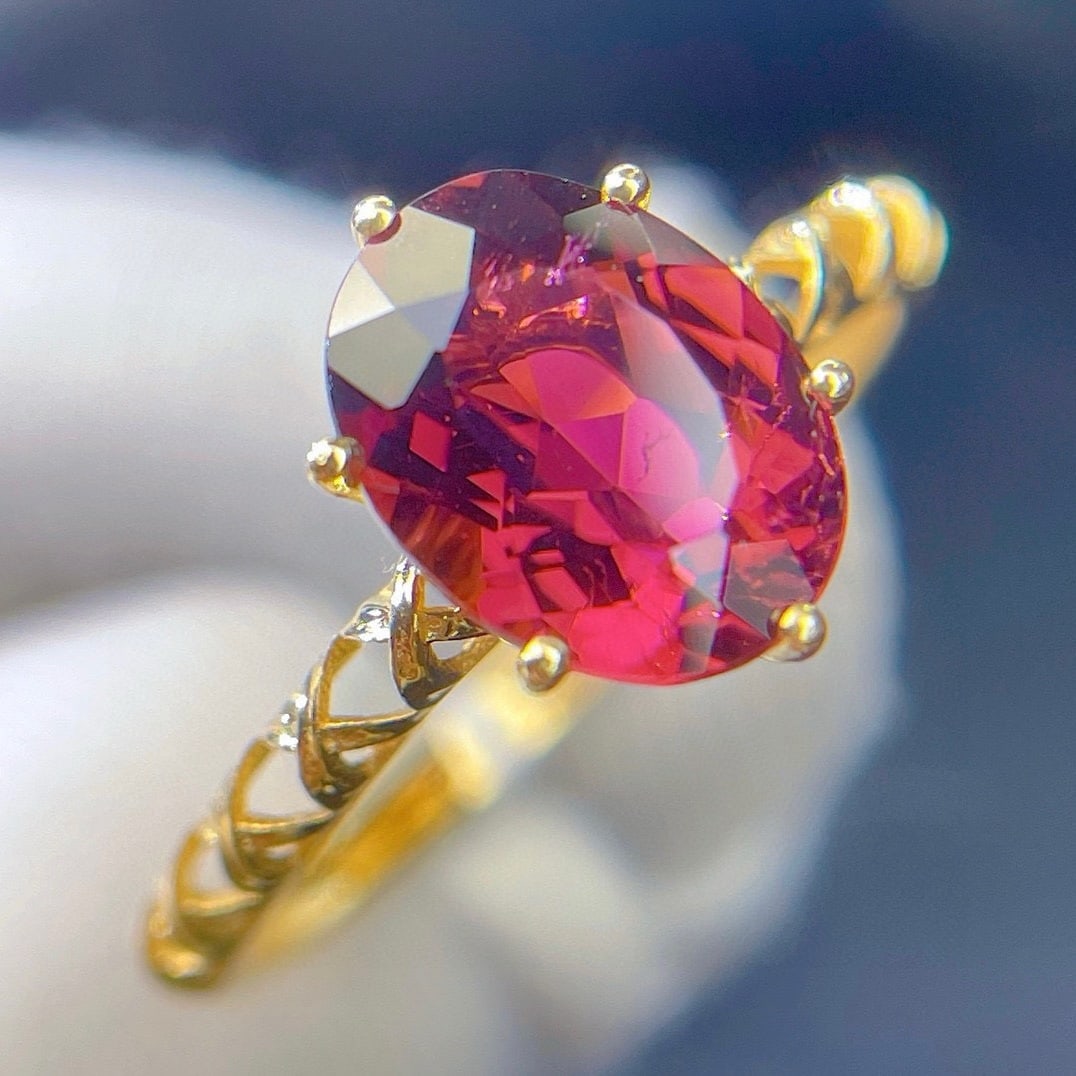 14k Gold 2.1 Ct Natural Tourmaline & Diamond Ring - 6