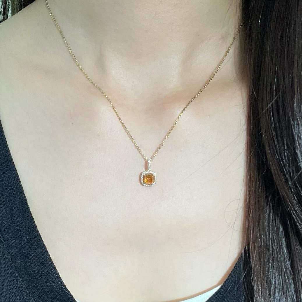14k Gold 1.1 Ctw Natural Spessartine & Diamond Pendant( Without Chain ) - 6