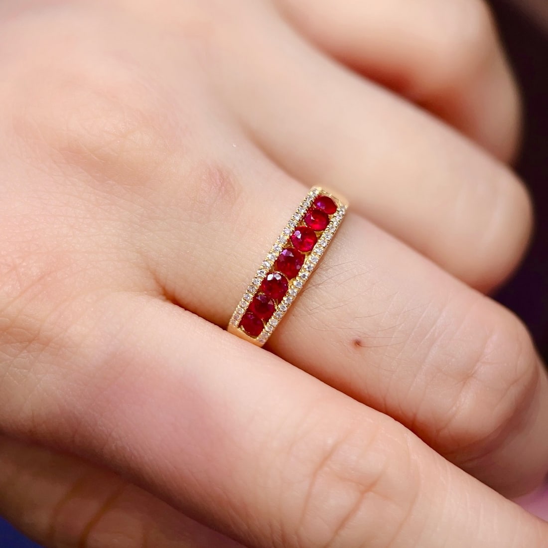 14k Gold 0.85 Ct Natural Ruby & Diamond Ring - 5