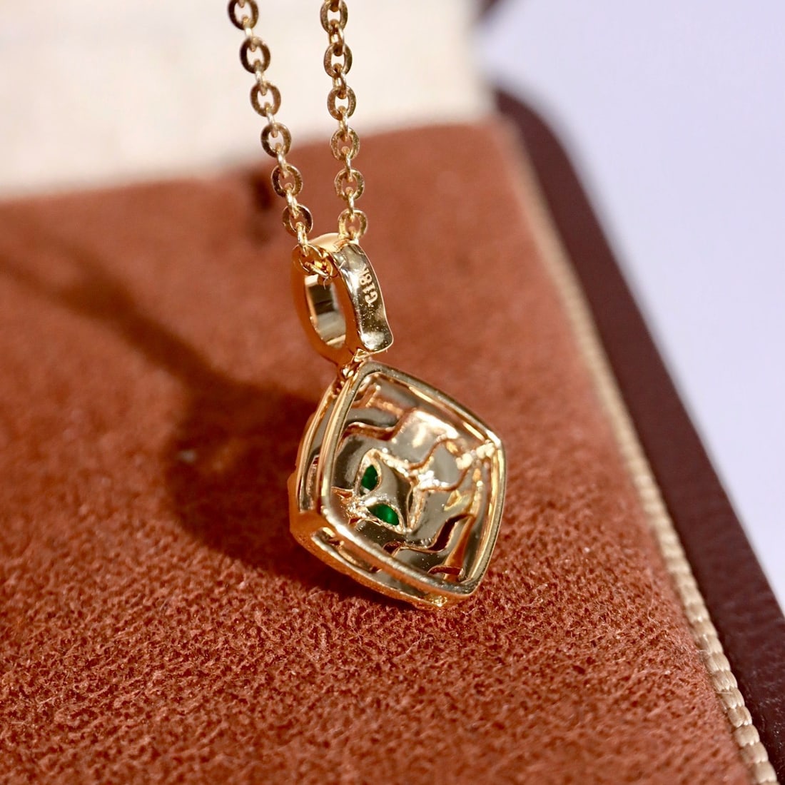 14k Gold 0.63 Ctw Natural Emerald & Diamond Pendant( Without Chain ) - 6