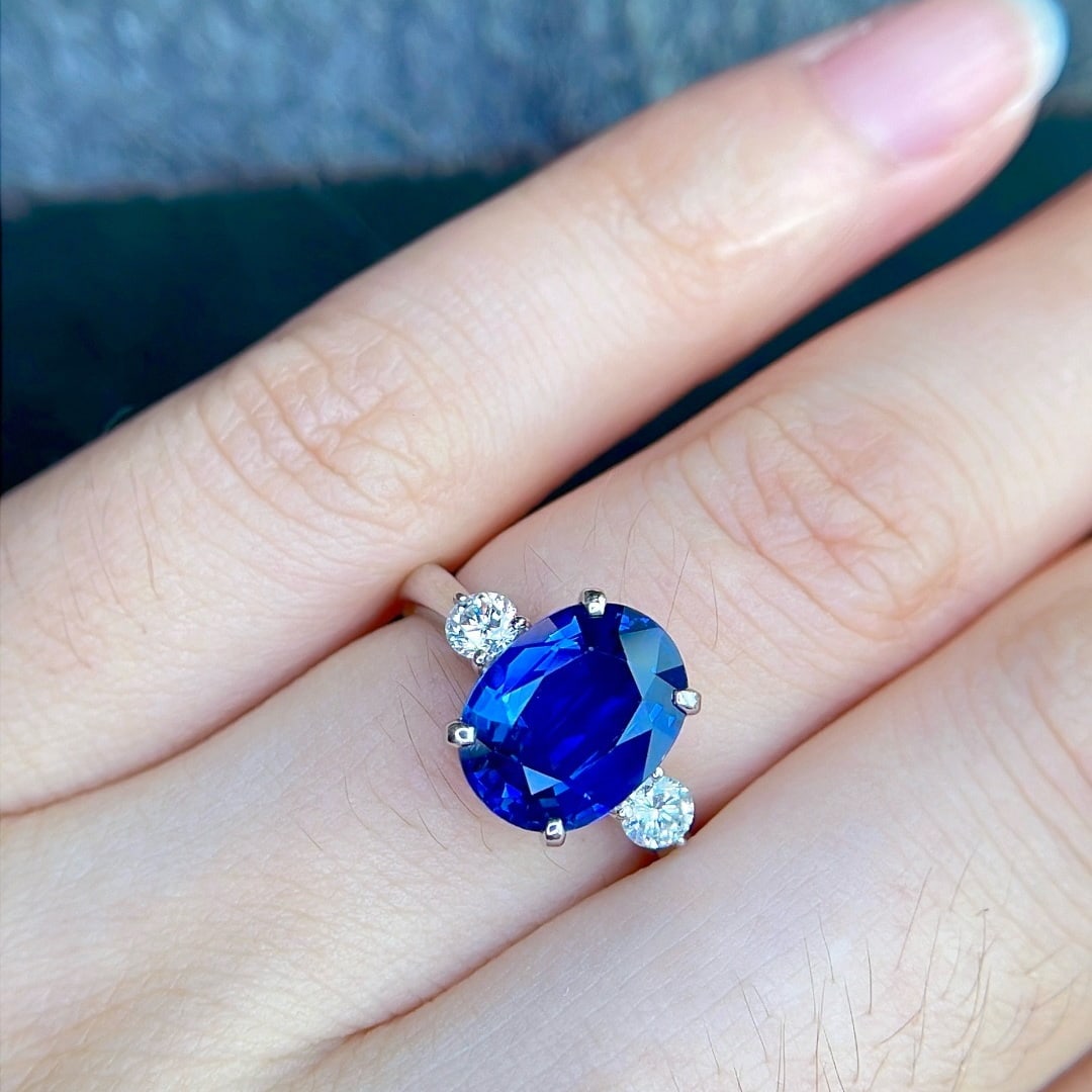 14k Gold 3.46 Ctw Natural Sapphire & Diamond Ring - 3
