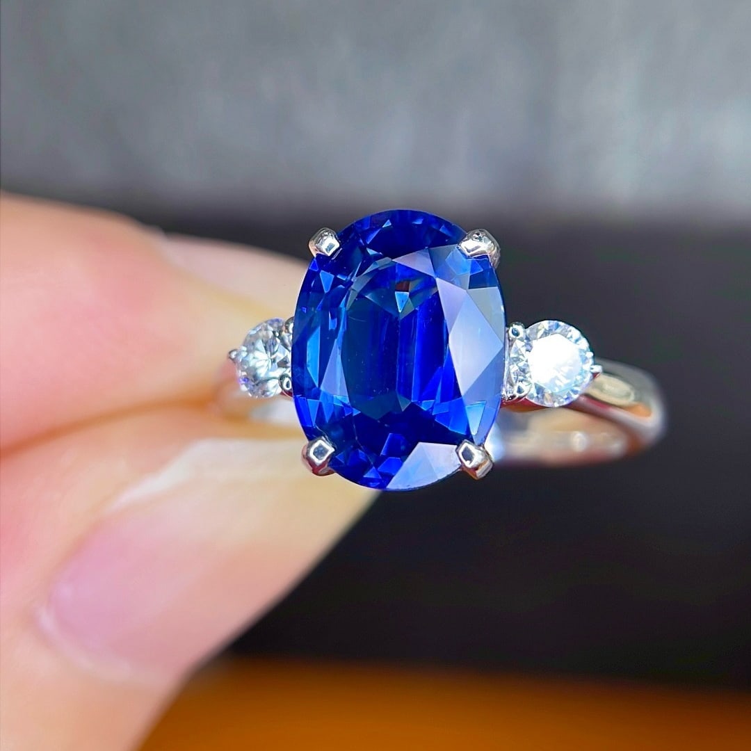 14k Gold 3.46 Ctw Natural Sapphire & Diamond Ring - 4