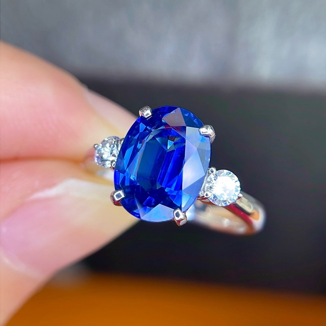 14k Gold 3.46 Ctw Natural Sapphire & Diamond Ring - 5