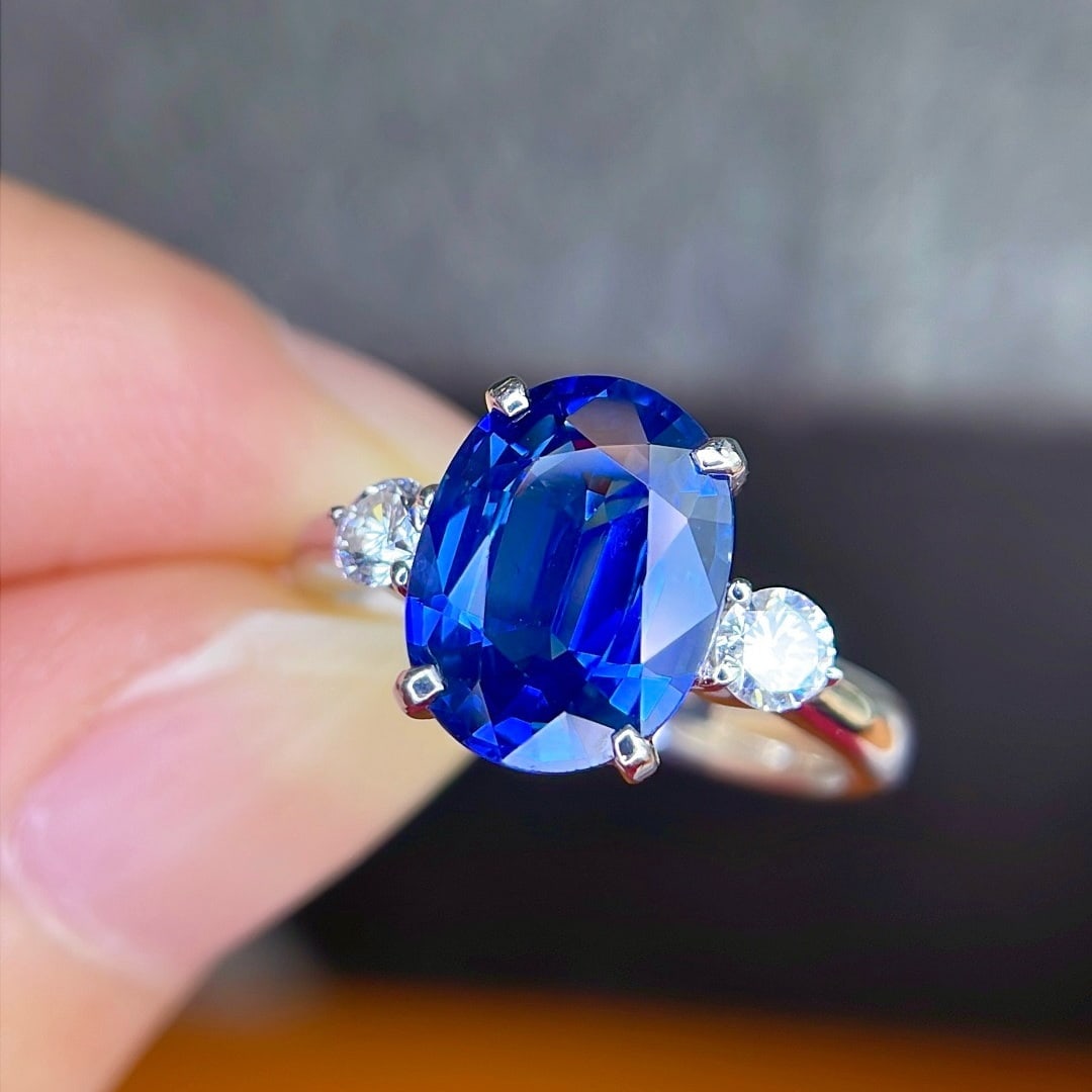 14k Gold 3.46 Ctw Natural Sapphire & Diamond Ring - 7
