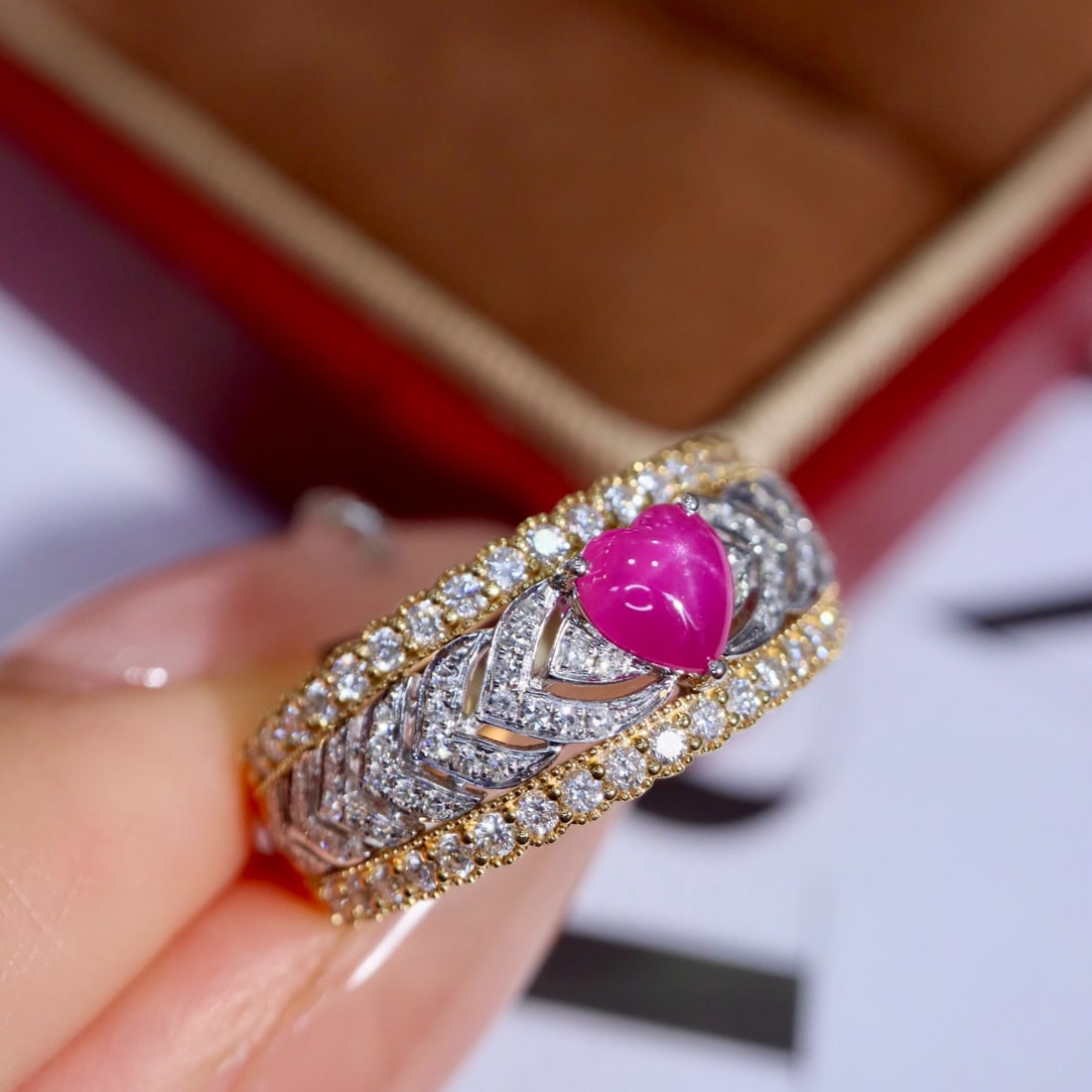 14k Gold 1.09 Ctw Natural Ruby & Diamond Ring - 7