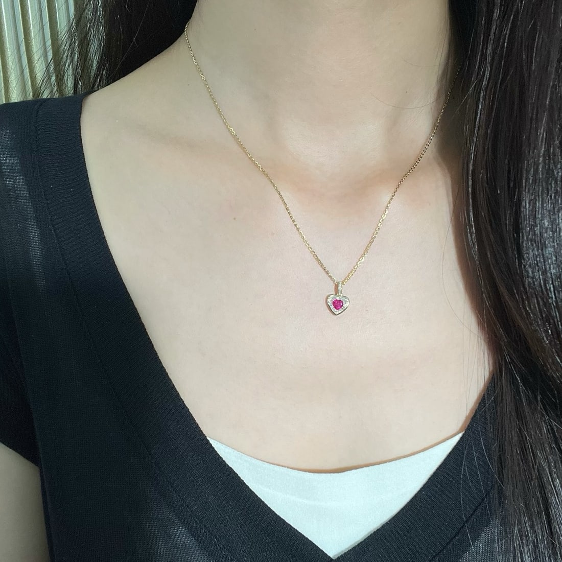 14k Gold 0.46 Ctw Natural Ruby & Diamond Pendant( Without Chain ) - 6