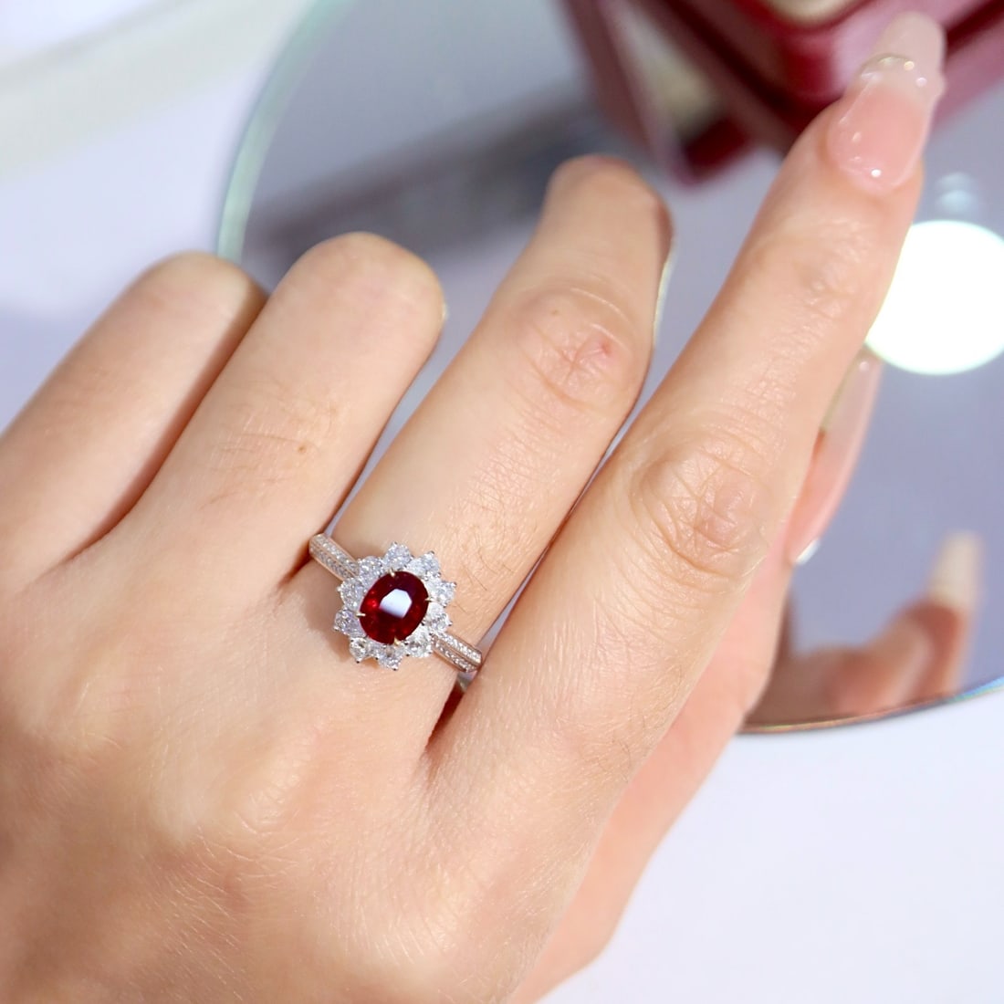 14k Gold 1.80 Ctw Vivid Red Natural Ruby & Diamond Ring - 6