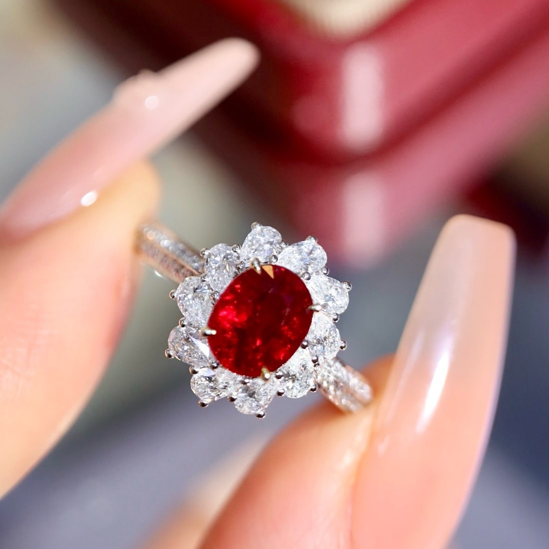 14k Gold 1.80 Ctw Vivid Red Natural Ruby & Diamond Ring - 7
