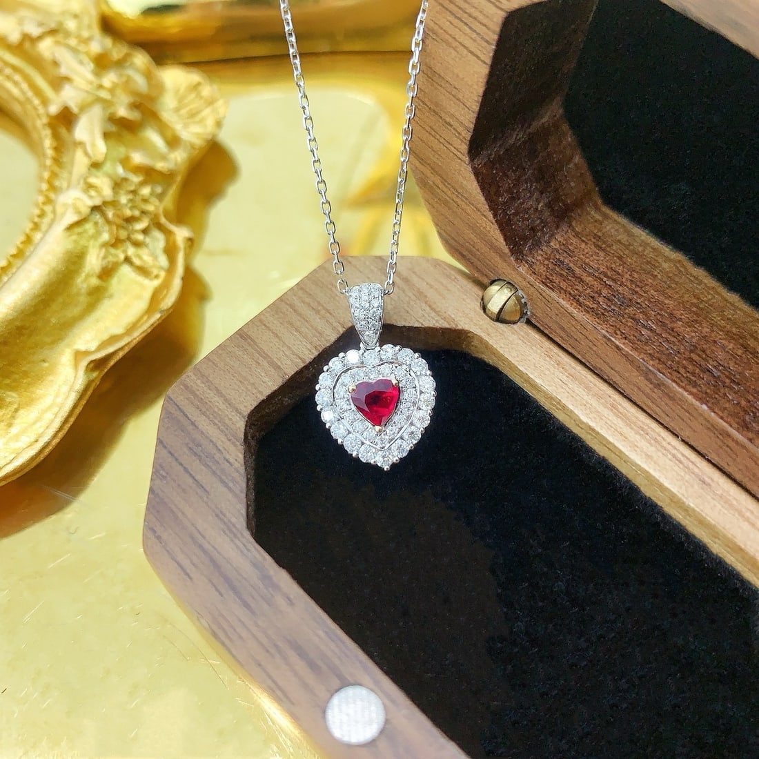 14k Gold 0.58 Ctw Vivid Red Natural Ruby & Diamond Pendant( Without Chain ): Ref:231184190 // gold content:14k gold // main gemstone:ruby // shape:heart // carat weight:0. 22ct // color:vivid red // treatment:natural // // adjacent gemstone 2 : diamond // shape:round // carat