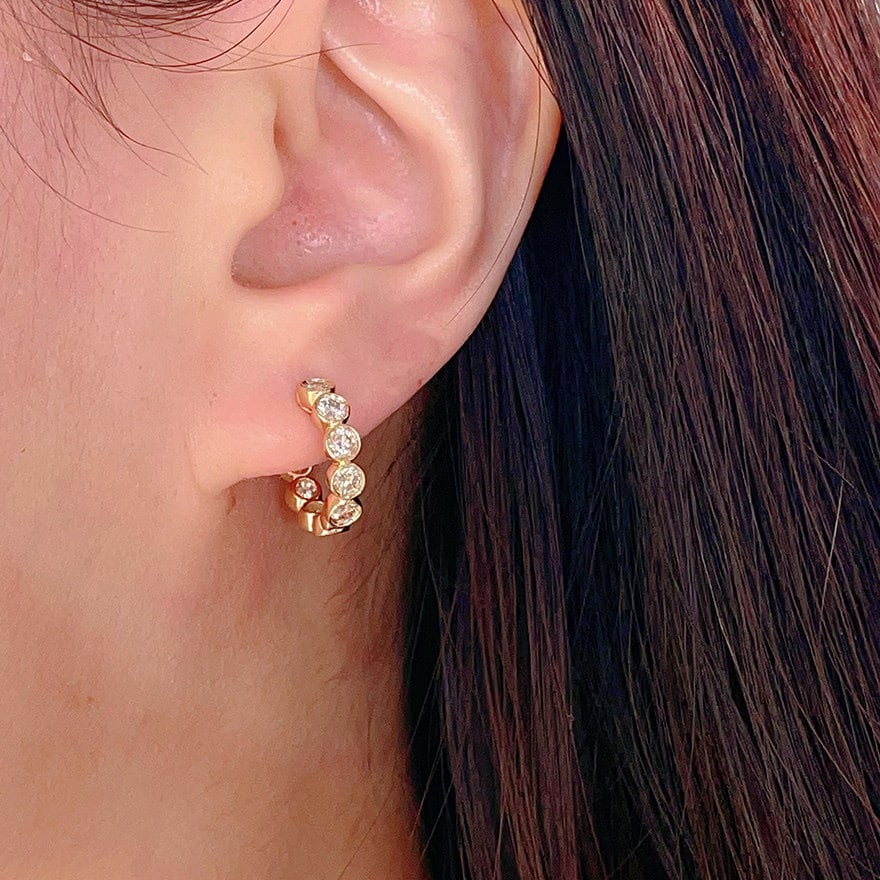 14k Gold 1.3 Ct Natural H Diamond Earrings - 5