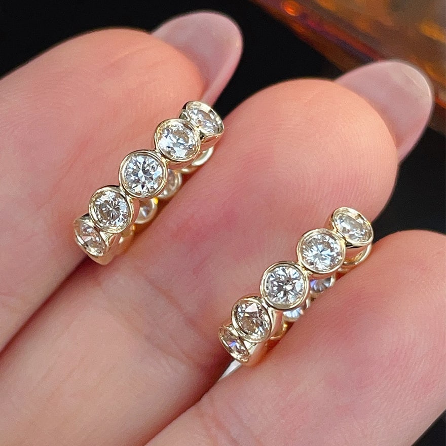 14k Gold 1.3 Ct Natural H Diamond Earrings - 6