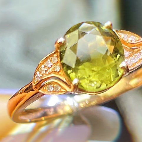14k Gold 2.1 Ct Natural Tourmaline & Diamond Ring - 6