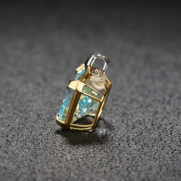 14k Gold 5.31 Ct Natural Aquamarine & Diamond Pendant( Without Chain ) - 4