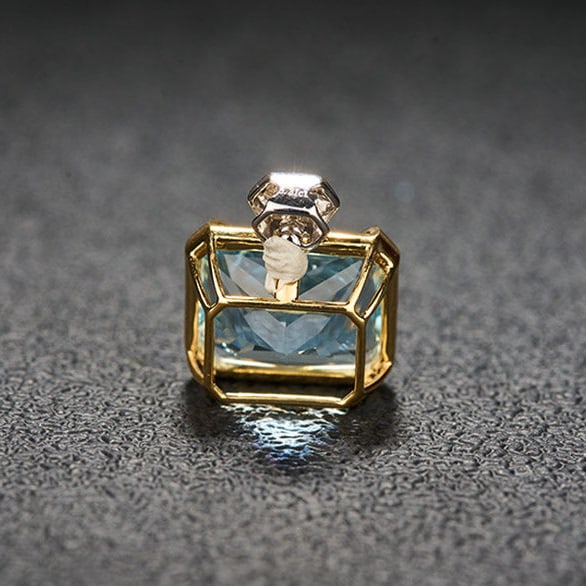 14k Gold 5.31 Ct Natural Aquamarine & Diamond Pendant( Without Chain ) - 5