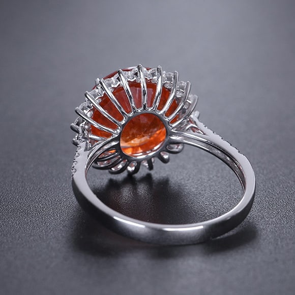 14k Gold 6.10 Ctw Natural Spessartine & Diamond Ring - 5