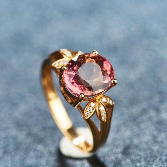 14k Gold 3.8 Ct Natural Tourmaline & Diamond Ring (1 of 9)