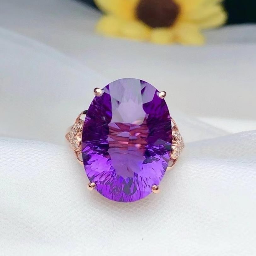 14k Gold 12.50 Ct Natural Amethyst & Diamond Ring: Ref:231184258 // gold content:14k gold // ring size:7. 25us // // main gemstone:amethyst // shape:oval // carat weight:12. 50ct // color:purple // treatment:natural // // adjacent gemstone 2 :