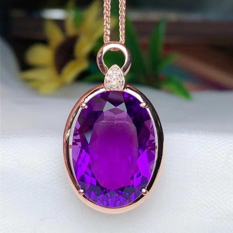 14k Gold 12.45 Ct Natural Amethyst & Diamond Pendant( Without Chain ): Ref:231184259 // gold content:14k gold // main gemstone:amethyst // shape:oval // carat weight:12. 45ct // color:purple // treatment:natural // // adjacent gemstone 2 : diamond // number of stones:10
