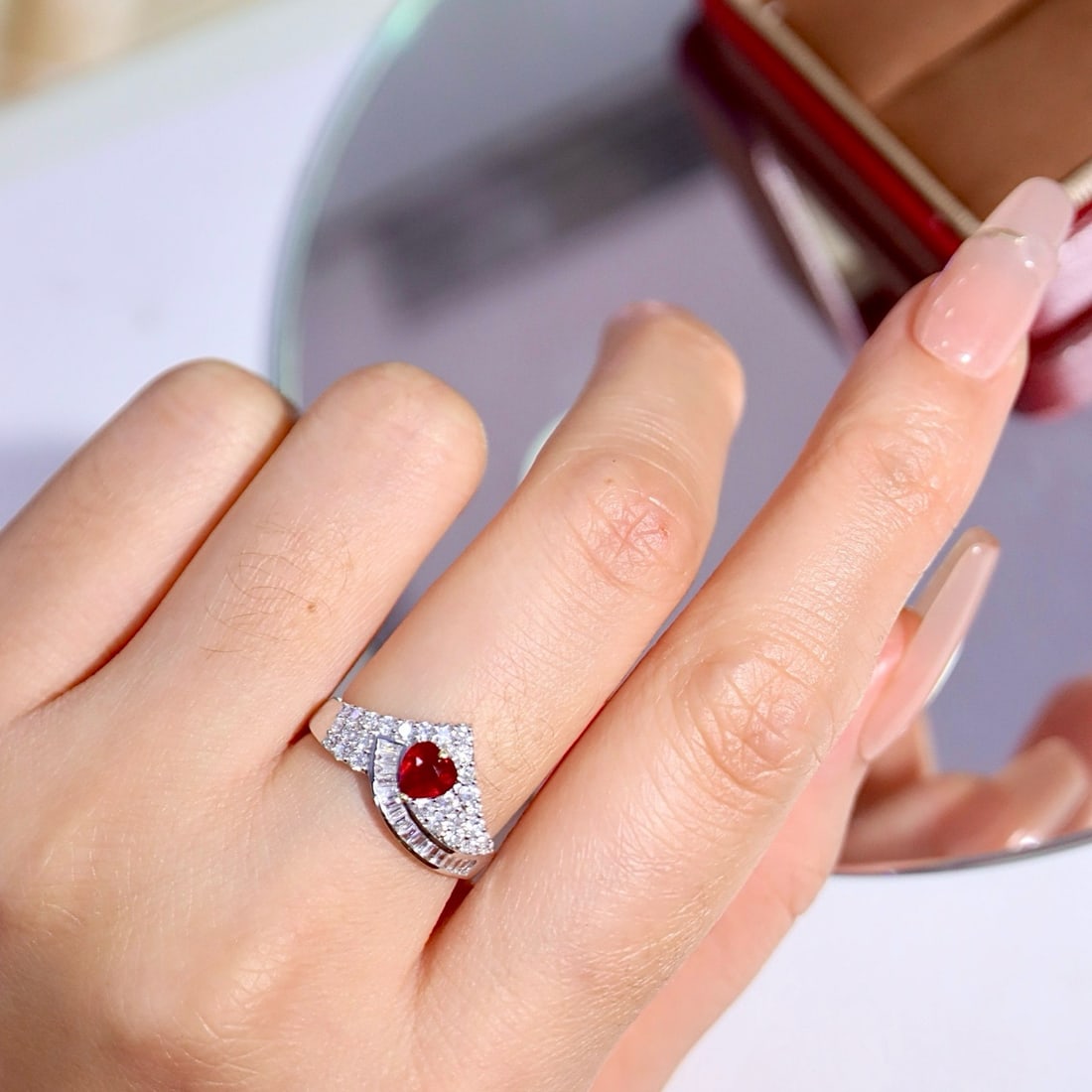 14k Gold 1.08 Ctw Natural Ruby & Diamond Ring - 8