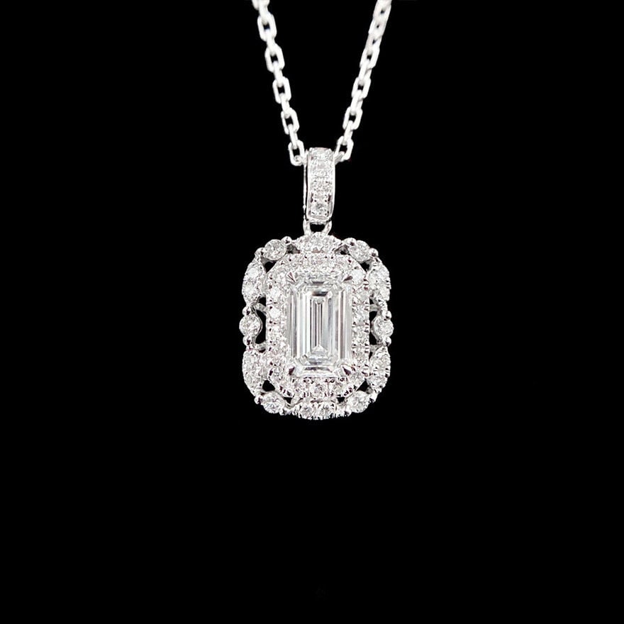 Gia Certified 14k Gold 0.50 Ct Natural H Vvs2 Emerald Diamond Pendant( Without Chain ) - 2