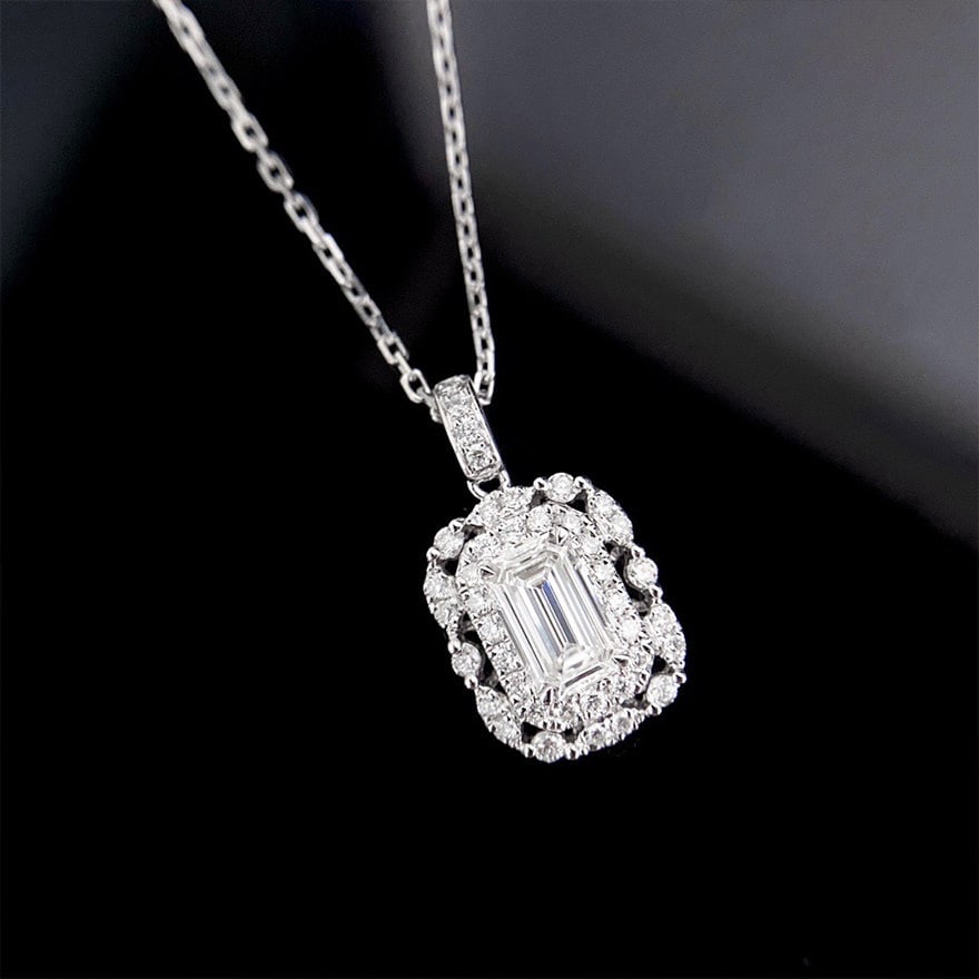 Gia Certified 14k Gold 0.50 Ct Natural H Vvs2 Emerald Diamond Pendant( Without Chain ) - 4