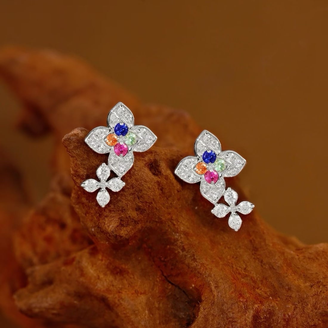 14k Gold 0.40 Ctw Natural Sapphire & Diamond Earrings: Ref:231184283 // gold content:14k gold // main gemstone:sapphire // shape:round // carat weight:0. 18ct // color:color // treatment:natural // cut grade:g // // adjacent gemstone 2 : diamond // shape: