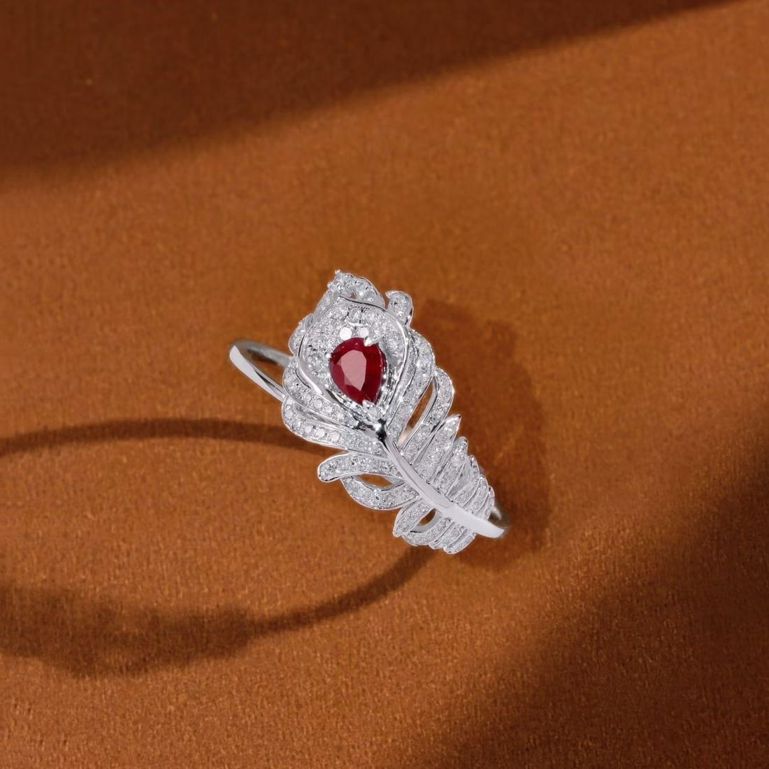 14k Gold 0.51 Ctw Natural Ruby & Diamond Ring: Ref:231184284 // gold content:14k gold // ring size:7. 25us // // main gemstone:ruby // shape:pear // carat weight:0. 25ct // color:red // treatment:natural // // adjacent gemstone 2 : diamond //