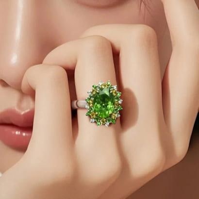14k Gold 2.12 Ctw Natural Tsavorite & Diamond Ring - 3