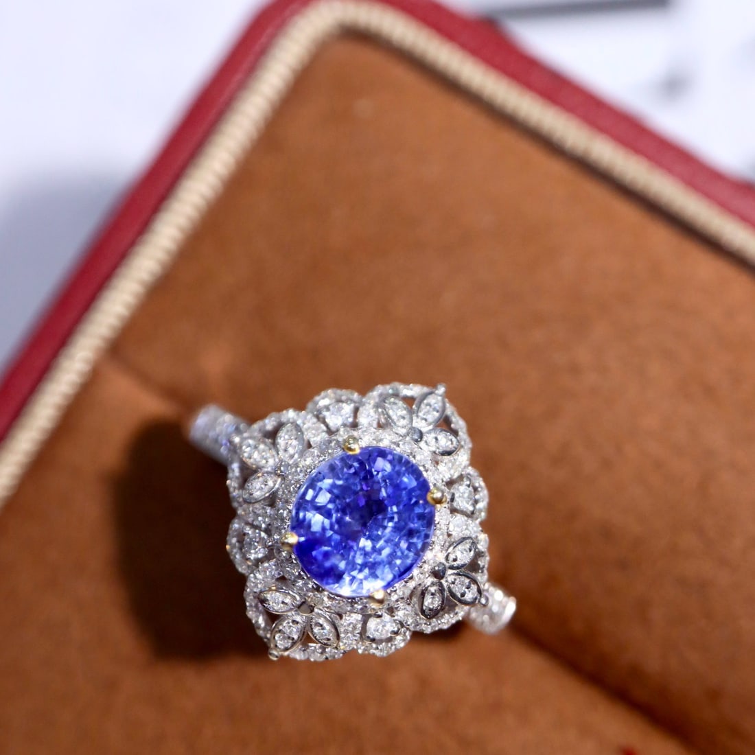 14k Gold 2.39 Ctw Natural Sapphire & Diamond Ring - 3