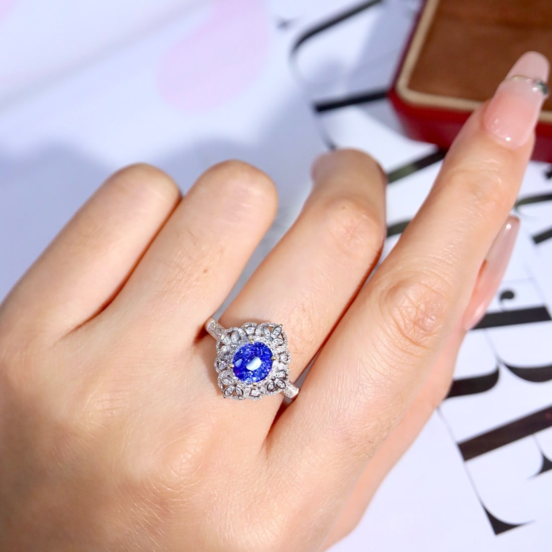 14k Gold 2.39 Ctw Natural Sapphire & Diamond Ring - 5