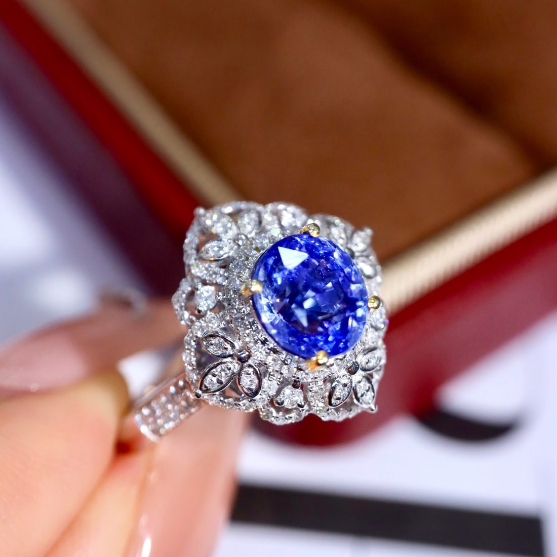 14k Gold 2.39 Ctw Natural Sapphire & Diamond Ring - 7