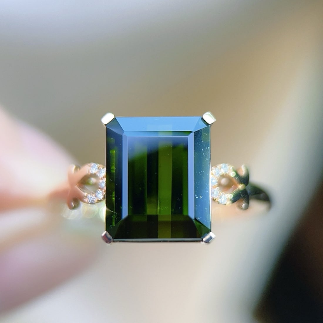 14k Gold 3.98 Ctw Natural Tourmaline & Diamond Ring - 2