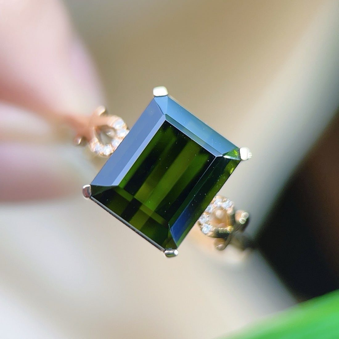14k Gold 3.98 Ctw Natural Tourmaline & Diamond Ring - 3